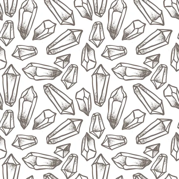Handgezeichnetes Nahtloses Kristallmuster Geometrisches Glänzendes Edelsteinsymbol Trendiger Hipster Hintergrund Stoffdesign — Stockvektor