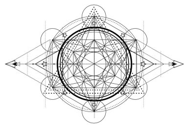 Metatron Küpü. Ay putperest ay tanrıçası sembolü. Üç yüzlü Tanrıça, Bakire, Anne, Kocakarı izole edilmiş vektör çizimi. Dövme, astroloji, simya, boho ve sihirli sembol. Boyama kitabı.