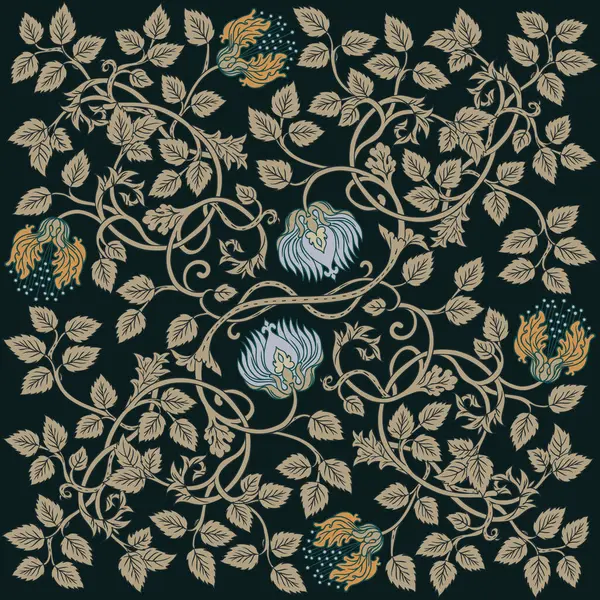 Цветочные Винтажные Бесшовные Рисунки Ретро Обоев Зачарованные Винтажные Цветы Уильям — стоковый вектор