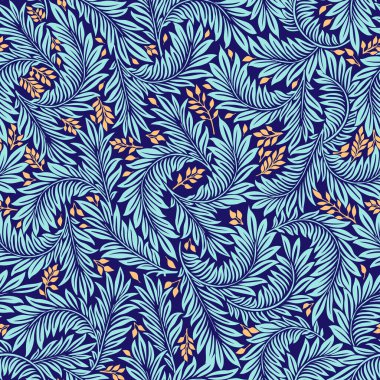 Çiçeksel, eski duvar kağıtları için dikişsiz desen. Büyülü Vintage Çiçekleri. Sanat ve el sanatları hareketi ilham verici. Ambalaj kağıdı, duvar kağıdı, kumaş ve moda kıyafetleri için tasarım.