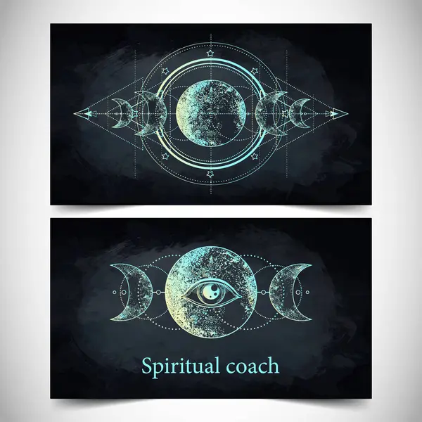 Fortune Teller Menselijk Ontwerp Spirituele Coach Mystieke Healer Visitekaartje Ontwerp Stockvector