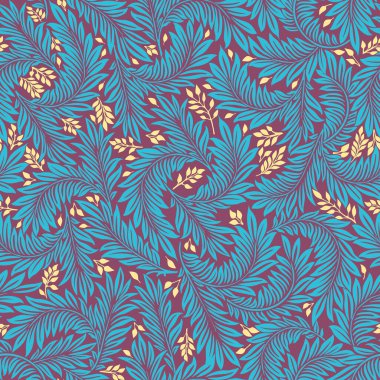 Çiçeksel, eski duvar kağıtları için dikişsiz desen. Büyülü Vintage Çiçekleri. Sanat ve el sanatları hareketi ilham verici. Ambalaj kağıdı, duvar kağıdı, kumaş ve moda kıyafetleri için tasarım.