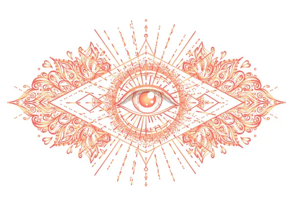 Símbolo Geometria Sagrada Com Todos Olhos Cores Ácidas Mística Alquimia Vetor De Stock