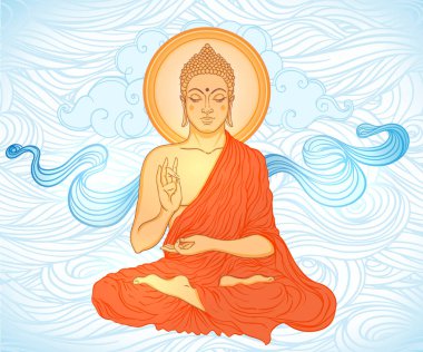 Oturan Buda, mandala yuvarlak desenini süslüyor. Esrarengiz klasik vektör çizimi. Hint, Budizm, ruhani sanat. Hippi dövmesi, ruhanilik, Tayland tanrısı, yetişkinler için yoga zen boyama kitabı sayfaları.