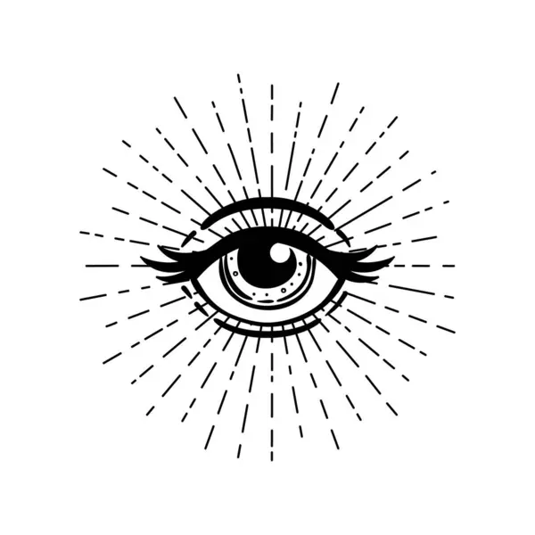 Черная Вспышка Татуировки Глаз Провидения Масонский Символ Видя Глаз Внутри Лицензионные Стоковые Иллюстрации