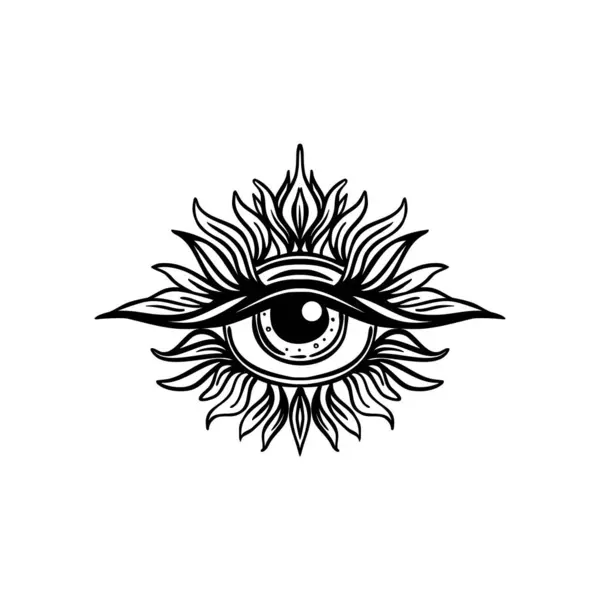 Flash Tatuagem Blackwork Olho Providência Símbolo Maçónico Todos Ver Olho Vetores De Stock Royalty-Free
