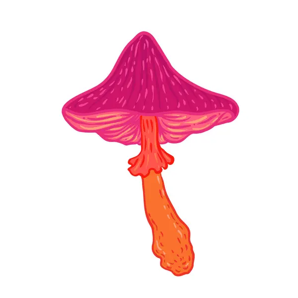 Magic Mushrooms Psychedelic Hallucination Vibrant Vector Illustration 60S Hippie Colorful Stock Vector