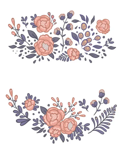 Pretty Roses Composition Vector Illustration Freehand Style Stylish Floral Valentines Vector Graphics