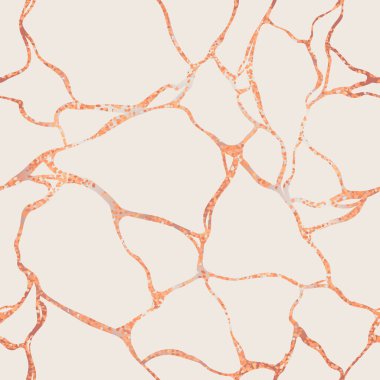 Kintsugi vektör çizimi. Japon sanatı, kırık çömleği altınla tamir etmek. Lüks altın mermer, dikişsiz doku. Kumaş baskısı ve duvar kağıdı için çatlak ve kırık zemin deseni.
