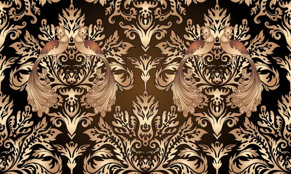 Vintage Ornate Background Baroque Style Seamless Damask Pattern Wallpaper Textile Stock Illustration