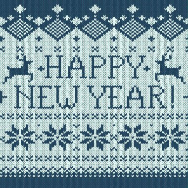 Çirkin süveter stili dikişsiz yazı deseni. Mutlu noel partisi kıyafetleri. Vektör çizimi el yapımı, Noel ağacı, kar tanesi, İskandinav dekoru. Beyaz, kırmızı renkli