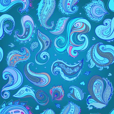 Çiçek geleneksel Hint paisley arka plan başlıklı. Tasarımınız için seamless modeli.