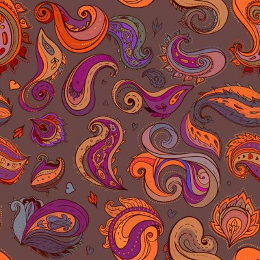 Çiçek geleneksel Hint paisley arka plan başlıklı. Tasarımınız için seamless modeli.