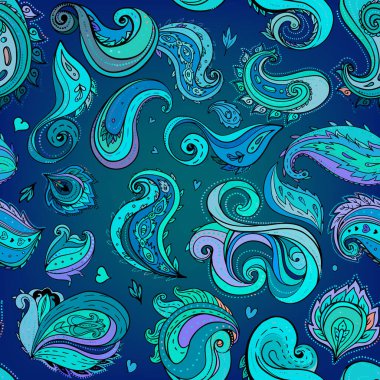 Çiçek geleneksel Hint paisley arka plan başlıklı. Tasarımınız için seamless modeli.