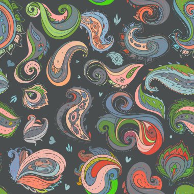 Çiçek geleneksel Hint paisley arka plan başlıklı. Tasarımınız için seamless modeli.