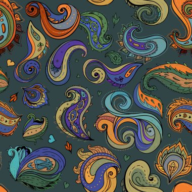 Çiçek geleneksel Hint paisley arka plan başlıklı. Tasarımınız için seamless modeli.