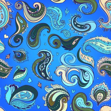 Çiçek geleneksel Hint paisley arka plan başlıklı. Tasarımınız için seamless modeli.