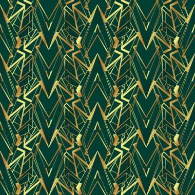 Sanat deco tarzında vektör modern geometrik fayans deseni. Soyut kükreyen yirmili yaşlarda, altın sarısı, soyut, kusursuz arka plan..