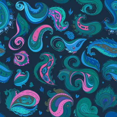 Çiçek geleneksel Hint paisley arka plan başlıklı. Tasarımınız için seamless modeli.