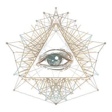 Kutsal geometri sembolü, her tarafı asit renkleriyle kaplı. Mistik, simya, okült konsept. Indie müzik kapağı için tasarım, tişört baskısı, saykodelik poster, el ilanı. Astroloji, ezoterik, din.