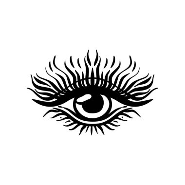 Siyah dövmeli flaş. Tanrı 'nın Gözü. Mason sembolü. Hepsi üçgen piramidin içini görüyor. Yeni Dünya Düzeni. Kutsal geometri, din, maneviyat, okültizm. İzole vektör illüstrasyonu