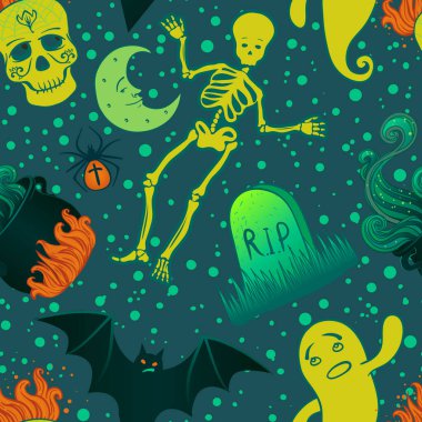 Cadılar Bayramı şirin, kusursuz desen. Gösterimi yineleyen vektör.