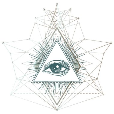 Kutsal geometri sembolü, her tarafı asit renkleriyle kaplı. Mistik, simya, okült konsept. Indie müzik kapağı için tasarım, tişört baskısı, saykodelik poster, el ilanı. Astroloji, ezoterik, din.