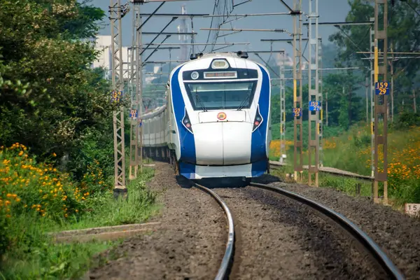 Pune Indie Říjen 2023 Vlak Solapur Mumbai Vande Bharat Express Stock Snímky