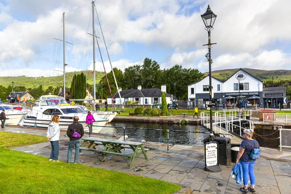 stock image FORT AUGUSTUS, SCOTHLAND 2022, August 20: Swing bridge and locks in Fort Augustus, Scotland