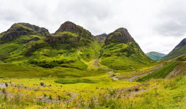 Beautiful views of the Three Sisters mountains in Scotland Glencoe Valley one of the most fascinating places in Scotland
