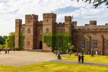 PERTH, SCOTLAND 2022, August 14: A view of the magnificent Scone Palace, historic building and attraction in the village of Scone and the city of Perth, Scotland