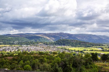 Büyük şatosu İskoçya 'dan Stirling şehrinin hava manzarası