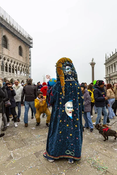 Månen Freden Och Världen Underbar Karnevalsmask Piazza San Marco Venedig — Stockfoto