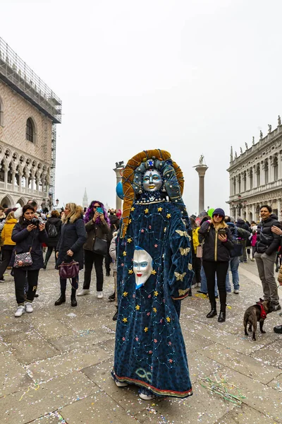 Månen Freden Och Världen Underbar Karnevalsmask Piazza San Marco Venedig — Stockfoto