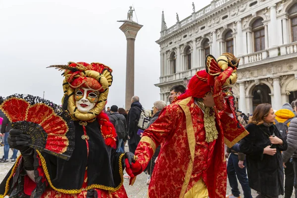 Underbara Par Masker Karnevalen Venedig Italien — Stockfoto