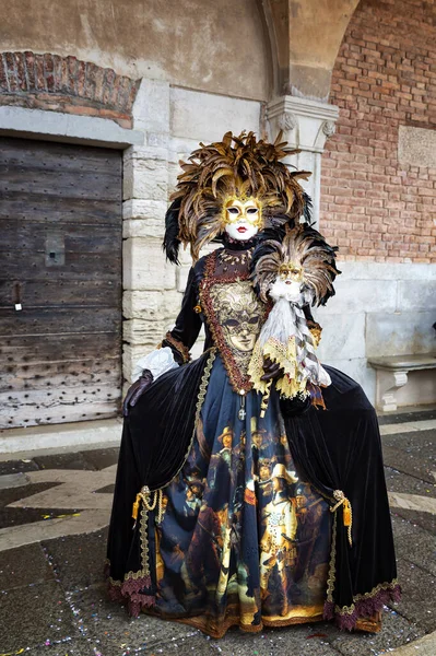 Linda Senhora Vestida Máscara Para Carnaval Veneza Itália — Fotografia de Stock