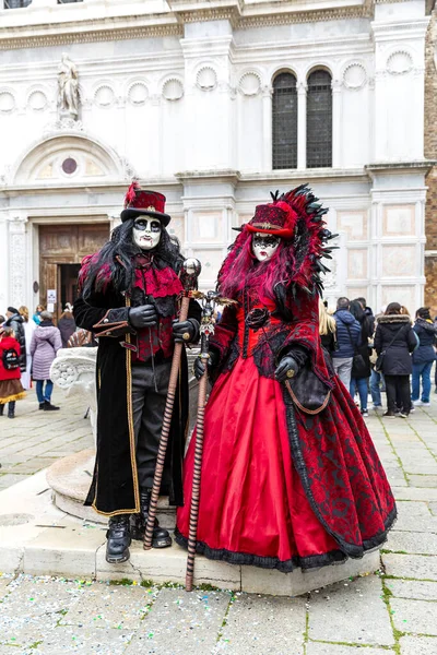 Krásné Karnevalové Masky Benátkách Campo San Zaccaria Itálie — Stock fotografie