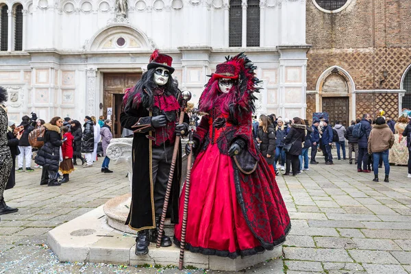 Όμορφες Μάσκες Καρναβαλιού Στη Βενετία Στο Campo San Zaccaria Ιταλία — Φωτογραφία Αρχείου