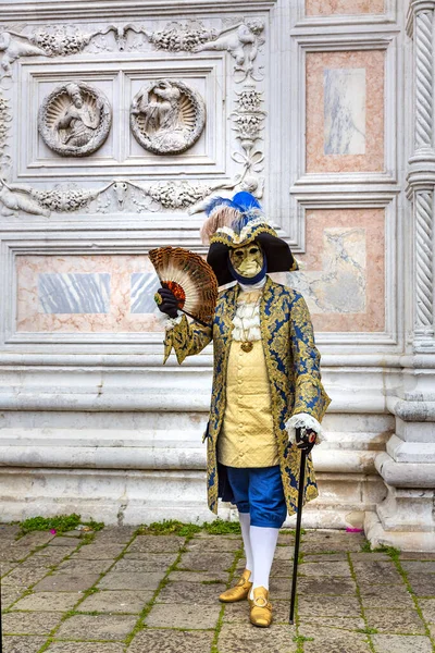 Beautiful Mask Nobleman 18Th Century Carnival Venice Campo San Zaccaria — Stock Photo, Image