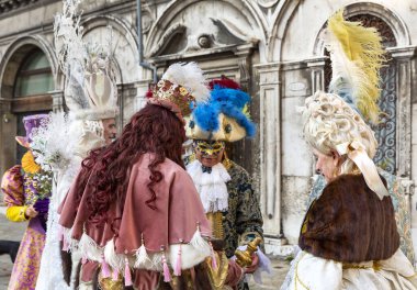 Campo San Zaccaria, Venedik, İtalya 'da güzel karnaval maskeleri