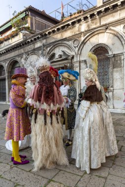 Campo San Zaccaria, Venedik, İtalya 'da güzel karnaval maskeleri