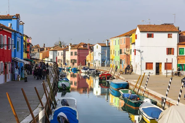 Murano Itálie 2023 Února Ohromující Obraz Ostrova Burano Jasného Dne — Stock fotografie