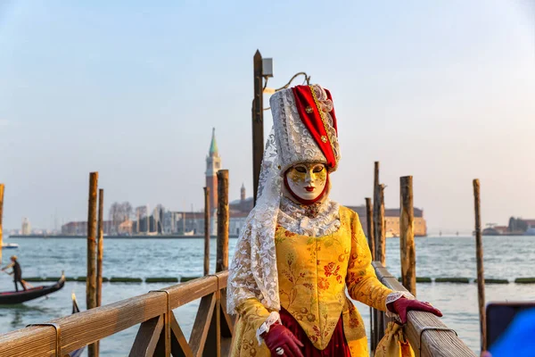 Prachtig Beeld Van Carnavalsmaskers Riva Degli Schiavoni Venetië Italië — Stockfoto