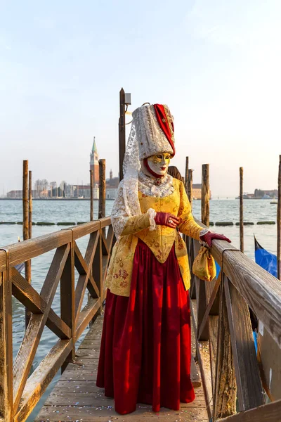 Nádherný Obraz Karnevalových Masek Riva Degli Schiavoni Benátky Itálie — Stock fotografie