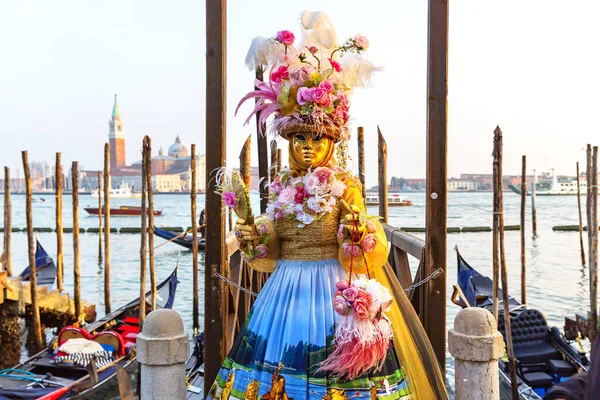 Riva Degli Schiavoni Venedik Talya Daki Karnaval Maskelerinin Muhteşem Görüntüsü — Stok fotoğraf