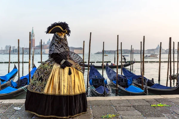 Preciosa Imagen Máscaras Carnaval Riva Degli Schiavoni Venecia Italia —  Fotos de Stock