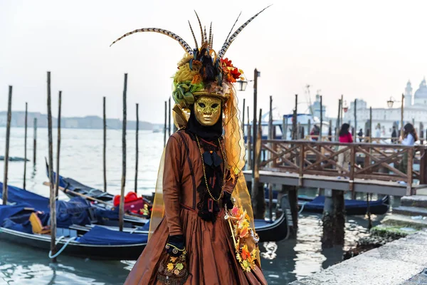 Linda Imagem Máscaras Carnaval Riva Degli Schiavoni Veneza Itália — Fotografia de Stock