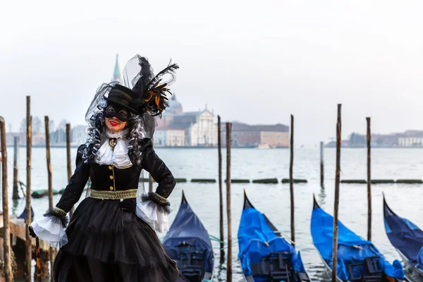 Linda Imagem Máscaras Carnaval Riva Degli Schiavoni Veneza Itália — Fotografia de Stock