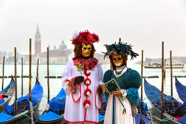 Preciosa Imagen Máscaras Carnaval Riva Degli Schiavoni Venecia Italia — Foto de Stock