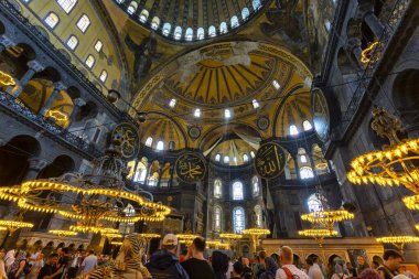 İSTANBUL, TURKEY 2023, Ağustos 03: İstanbul 'daki Ayasofya Camii' nin güzel manzarası